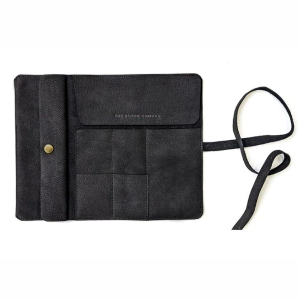 Black Canvas leather stationery holder