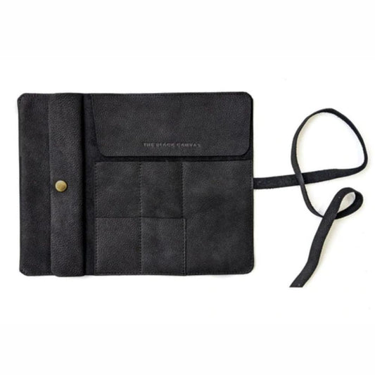 Black Canvas leather stationery holder
